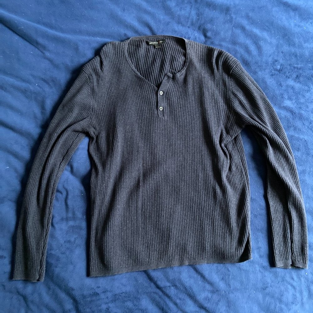 John Varvatos USA Navy Blue Crew Neck Henley